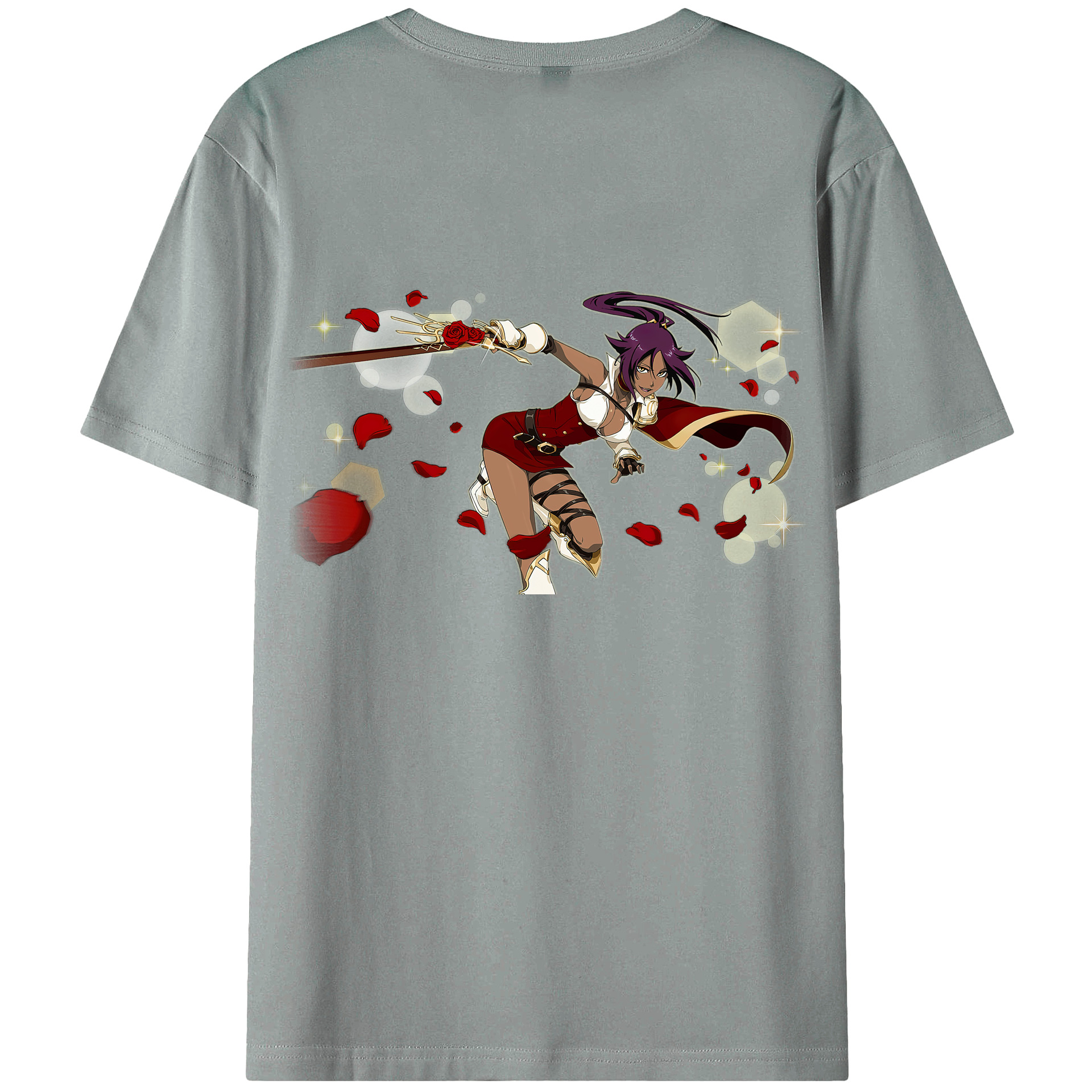 （画像用） ブリーチ 四楓院 夜一（しほういん よるいち） BLEACH Shihouin Yoruichi 綿100％ メンズ半袖Tシャツ（バックプリント） 通気性